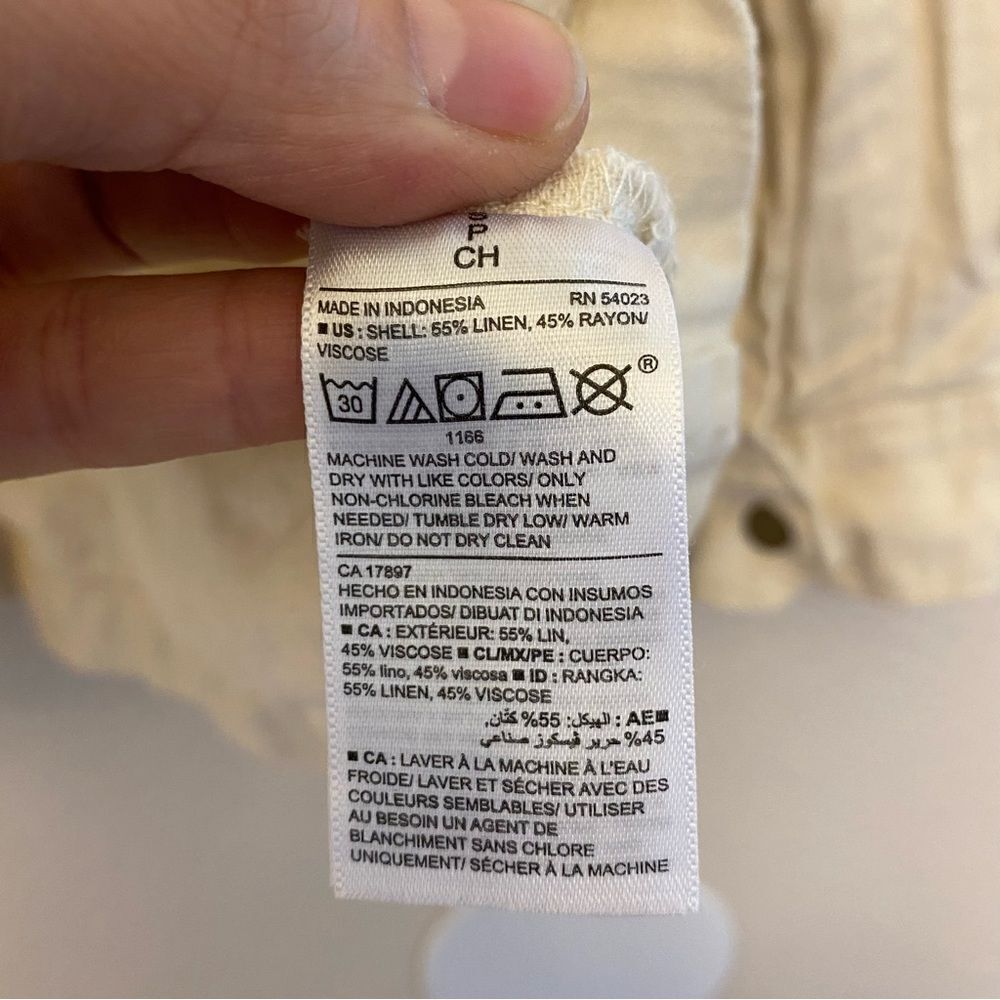 Old Navy Howlite Linen Blend Safari Utility Jacket Cream Beige Small - Picture 10 of 12